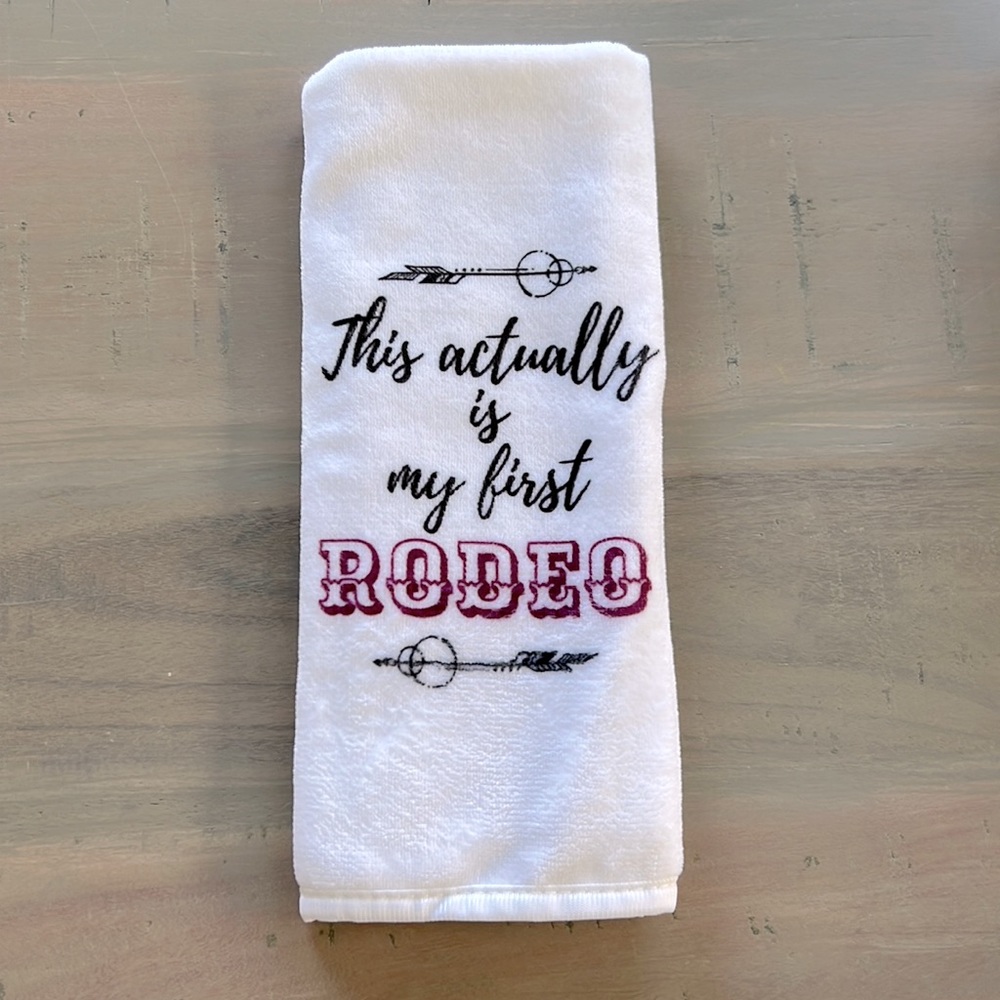 🆕 “My First Rodeo” towel / burp cloth. NWT. Must bundle.